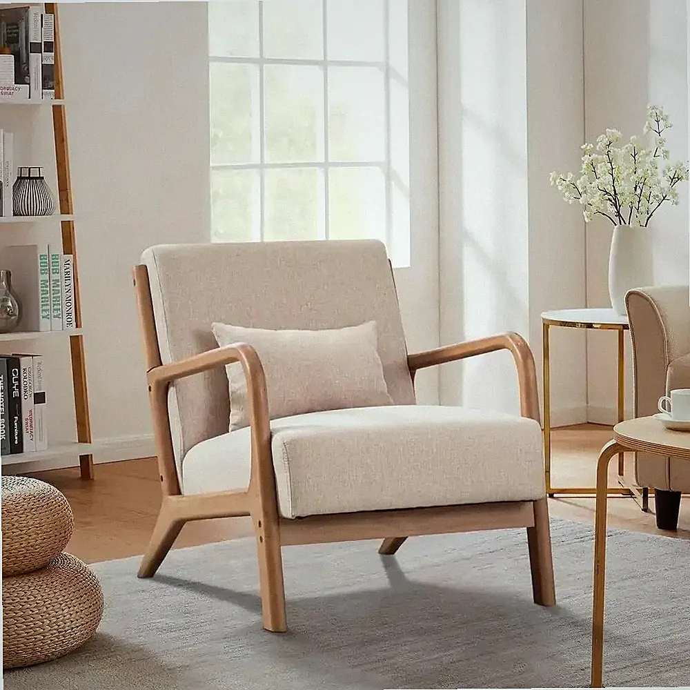 29*33*26in Solid Color Solid Wood LivingRoom Chair 105° Backrest Non-Slip Casual