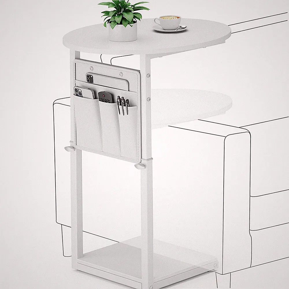 C Shaped End Table, Adjustable Height Small Side Table for Couch and Recliner...