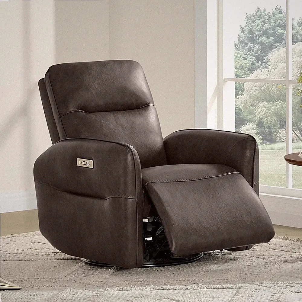 Chocolate Brown Power Recliner Chair with USB & Type-C Charging for Adults