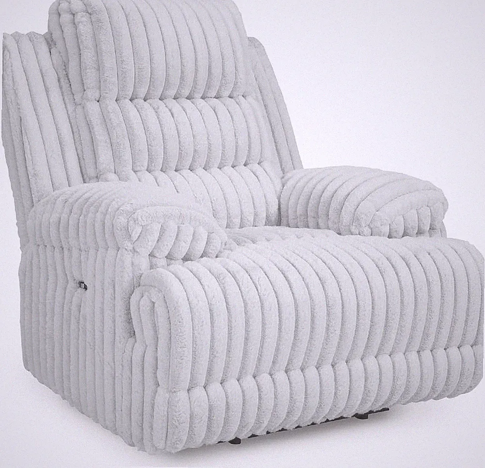 Modern Power Recliner with USB Port & Pillow-Top Armrest, Light Gray