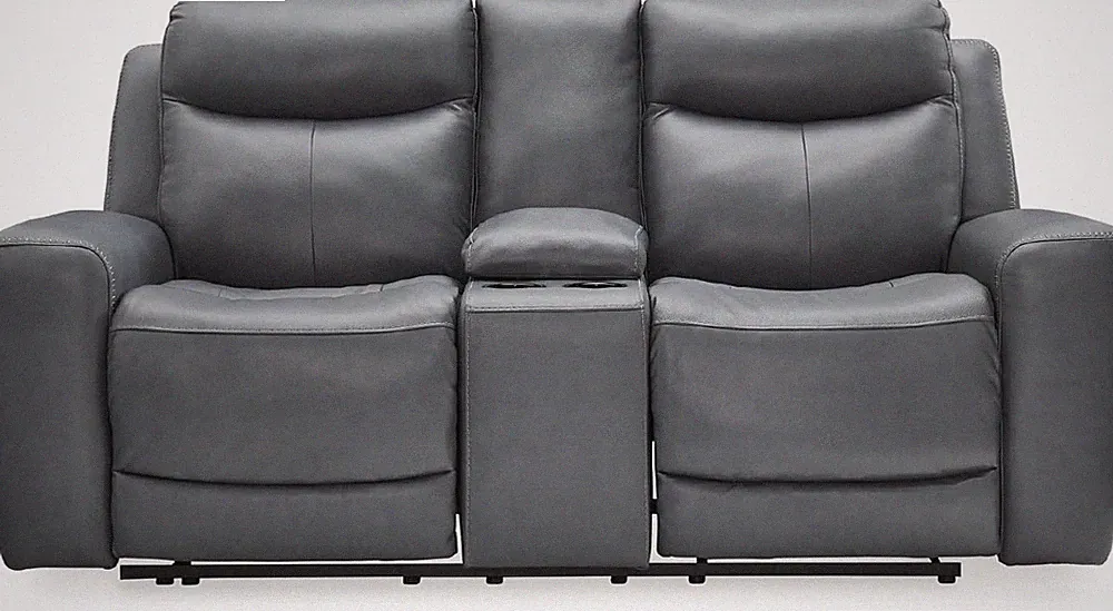 Modern Power Reclining Loveseat with Console, USB Ports & Cup Holders - Gray
